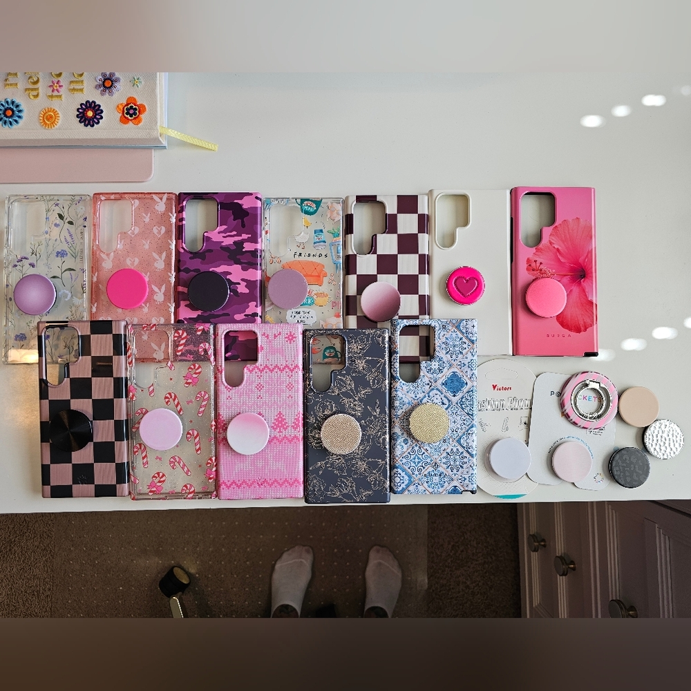 Lot of 12 Samsung S23 Ultra Phone Cases with PopSockets Assorted Colors